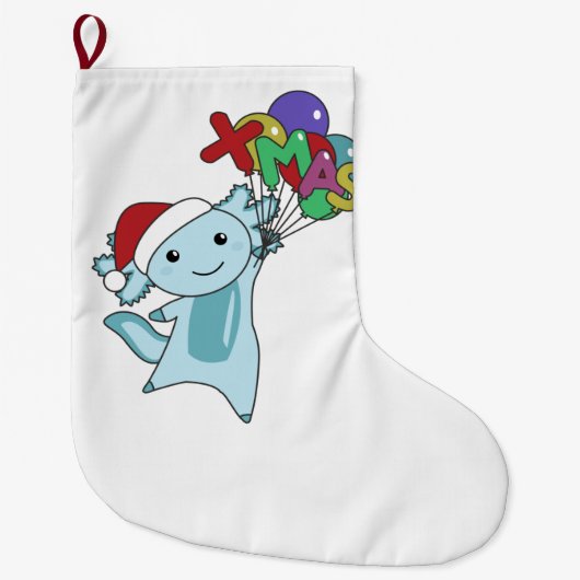 Axolotlメリークリスマスウィンター動物Axolotl ラージクリスマスストッキング (正面)