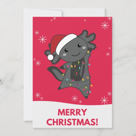 Axolotlメリークリスマスウィンター動物Axolotls広告 シーズンカード (正面)
