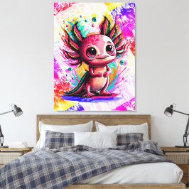 Axolotl両生類 – カラフル Cute Axolotl キャンバスプリント