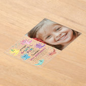 Axolotl子供かわいいサラマンダー写真誕生日パーティー アクリル招待状 (レイダウン)