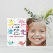 Axolotl子供かわいいサラマンダー写真誕生日パーティー 招待状 (スタンド正面)