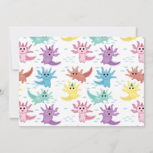 Axolotl子供かわいいサラマンダー写真誕生日パーティー 招待状 (裏面)