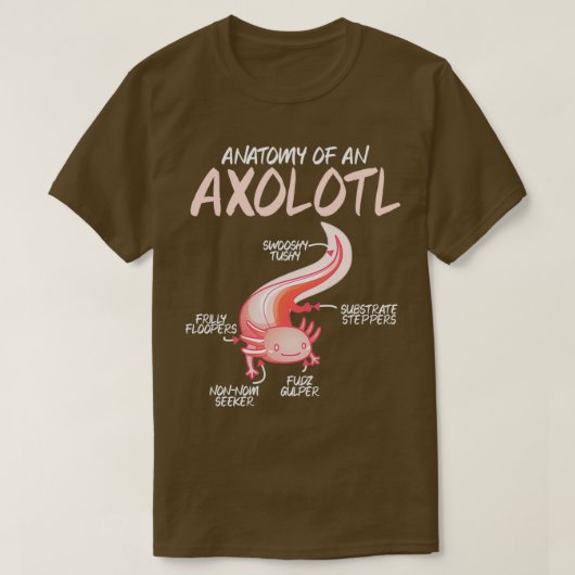 Axolotl子供の解剖学ペット動物フィッシュキーピングAqu Tシャツ (デザイン正面)