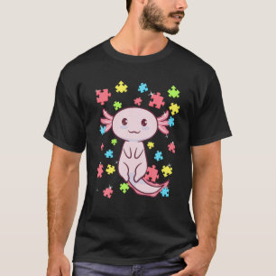 Axolotl自閉症の認識パズ;E水 Tシャツ