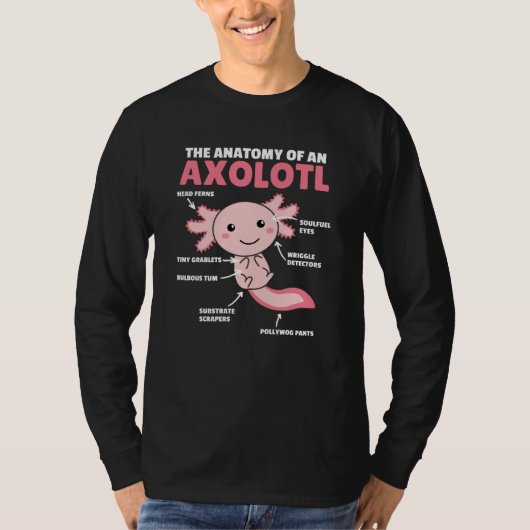 Axolotl説明Axolotlの解剖学 Tシャツ (正面)