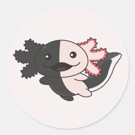 Axolotl違うタイプかわいい動物C ラウンドシール (正面)