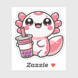 Axolotl飲むバブルティービニールステッカー シール