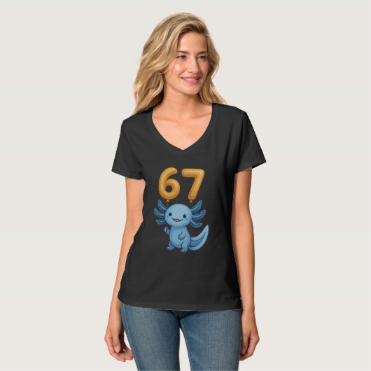 Axolotl 67 Meme Six Seven Balloon Funny Gen Alpha  Tシャツ (正面フル)