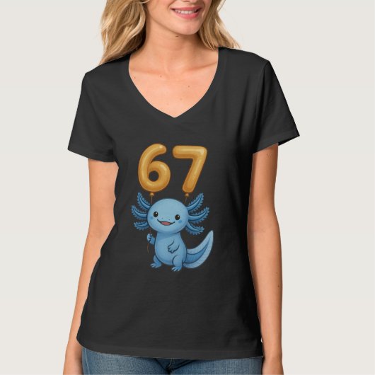 Axolotl 67 Meme Six Seven Balloon Funny Gen Alpha  Tシャツ (正面)