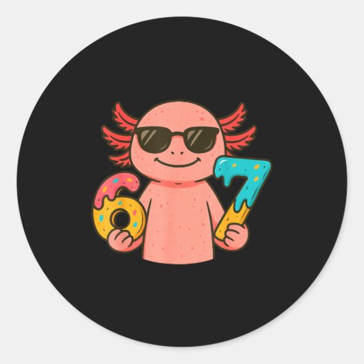 Axolotl 67 Meme Six Seven Funny Ice Cream Drip  ラウンドシール (正面)