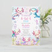 Axolotl A-Lot-l Fun Birthday Invitation 招待状 (スタンド正面)