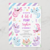 Axolotl Alotl Fun Birthday Party Invitation 招待状 (正面/裏面)