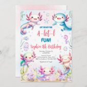 Axolotl Alotl Fun Birthday Party Invitation 招待状 (正面/裏面)