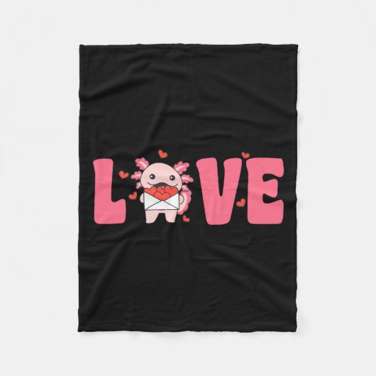 Axolotl Animals With Hearts Love Premium Tri-blend フリースブランケット (正面)