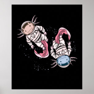 Axolotl Astronaut Gift Kids Outer Space Axol ポスター