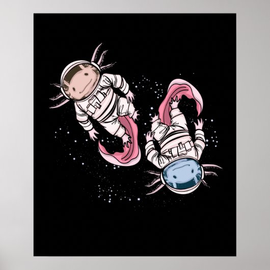 Axolotl Astronaut Gift Kids Outer Space Axol ポスター (正面)