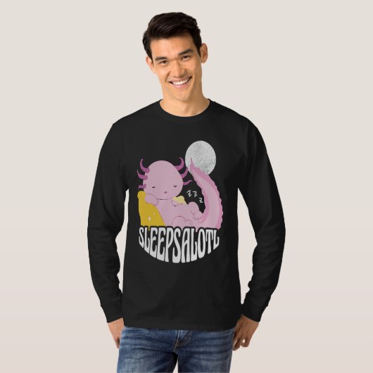 Axolotl at sleeping and the saying Sleepsalot Tシャツ (正面フル)