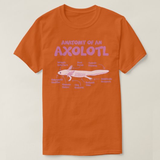 Axolotl Axolotls生物学図Sciの解剖学 Tシャツ (デザイン正面)