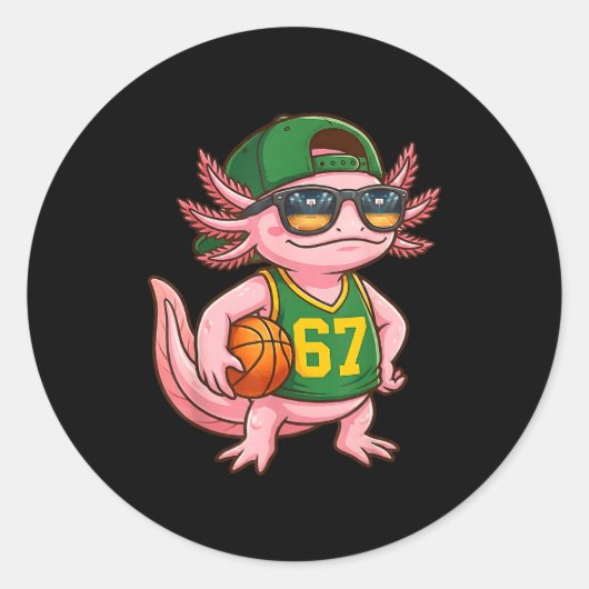 Axolotl Basketball 67 Gen Alpha Slang Srts Men Boy ラウンドシール (正面)