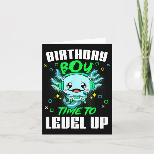 Axolotl Birthday Boy Time To Level Up Gamer Birthd カード (正面)