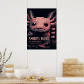 Axolotl Blues Noir Animal Art ポスター (キッチン)