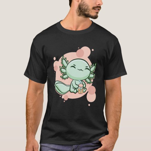 Axolotl Bubble Tea Ambystoma Mexicanum Walking Fis Tシャツ (正面)