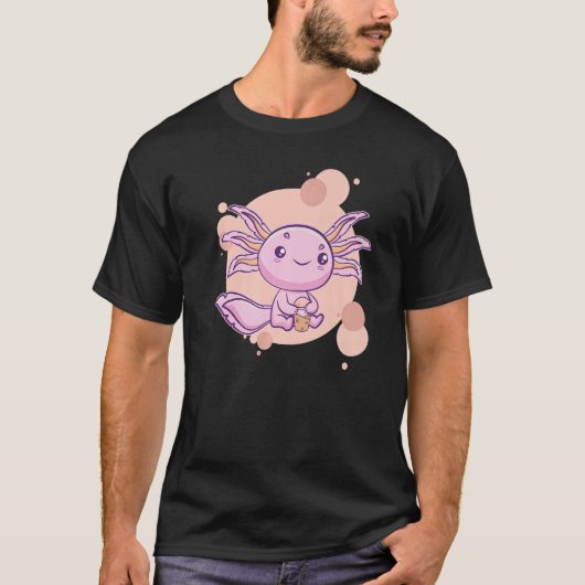Axolotl Bubble Tea Boba Ambystoma Mexicanum Walkin Tシャツ (正面)