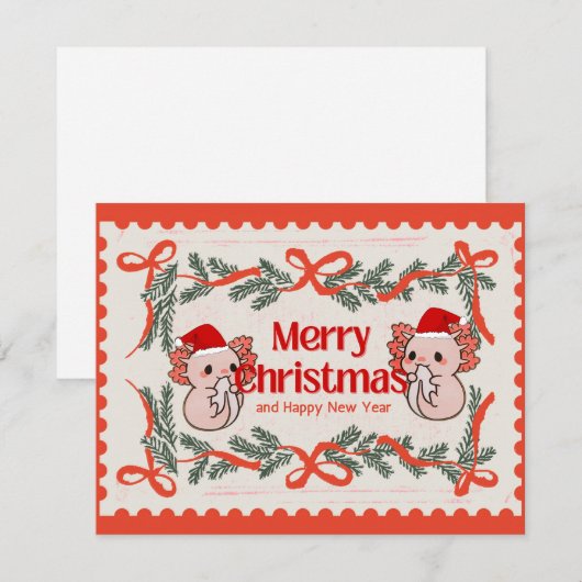 Axolotl christmas シーズンカード (正面/裏面)
