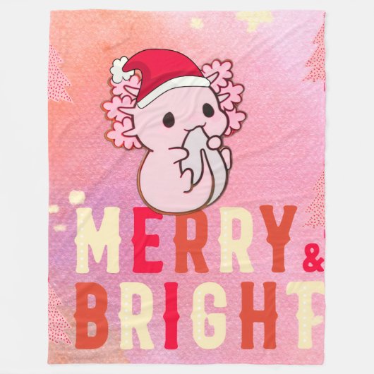 Axolotl christmas  フリースブランケット (正面)