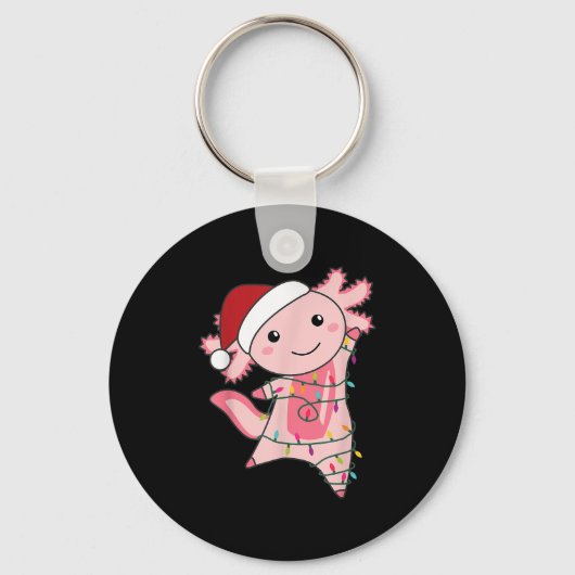 Axolotl Christmas Fairy Light Christmas Axolotl キーホルダー (正面)
