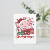 Axolotl Christmas Gift Winter Animals Axolotl シーズンポストカード (スタンド正面)
