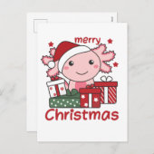 Axolotl Christmas Gift Winter Animals Axolotl シーズンポストカード (正面/裏面)