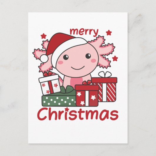 Axolotl Christmas Gift Winter Animals Axolotl シーズンポストカード (正面)