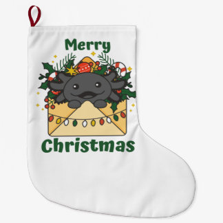 Axolotl Christmas Letter Winter Animals Axolotls ラージクリスマスストッキング