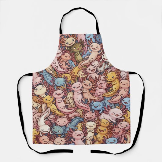 Axolotl Cuddle Crowd – Whimsical Smiles Everywhere エプロン (正面)