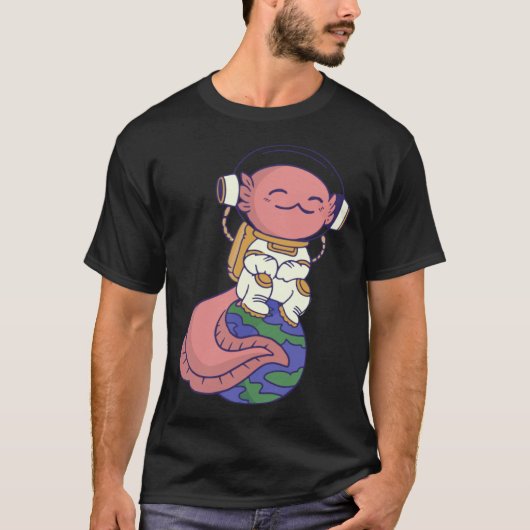axolotl cute funny axolotl lover earth space space tシャツ (正面)
