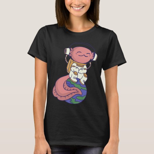 axolotl cute funny axolotl lover earth space space tシャツ (正面)