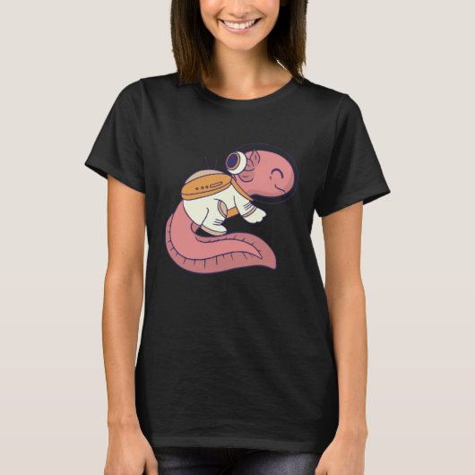 axolotl cute funny axolotl lover space spaceman tシャツ (正面)