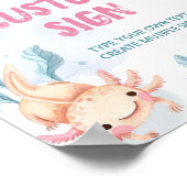 Axolotl Cute Girl Birthday Party Table Sign ポスター (角)