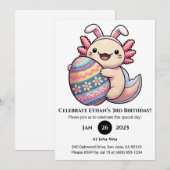 Axolotl Easter Joy Birthday 招待状 (正面/裏面)