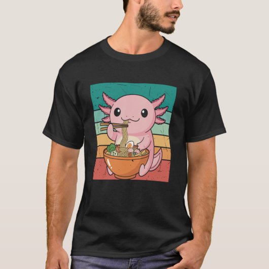 Axolotl Eating Japanese Ramen Noodles Lovers Women Tシャツ (正面)