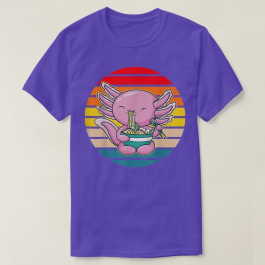 Axolotl Eating Ramen Kawaii Anime Japanese Food Ki Tシャツ (デザイン正面)