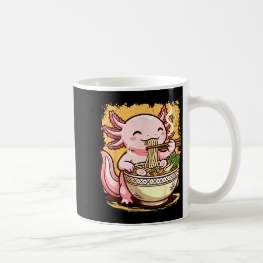 Axolotl Eating Ramen Noodles  コーヒーマグカップ (右)