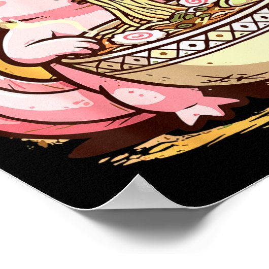 Axolotl Eating Ramen Noodles  ポスター (角)