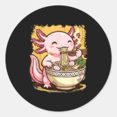 Axolotl Eating Ramen Noodles  ラウンドシール (正面)