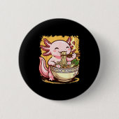 Axolotl Eating Ramen Noodles 缶バッジ (正面)