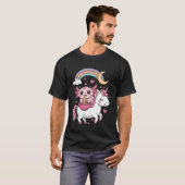 Axolotl Eating Ramen Noodles Cute Kawaii Kids Teen Tシャツ (正面フル)