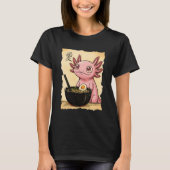 Axolotl Eating Ramen Noodles Kawaii Anime Aestheti Tシャツ (正面)