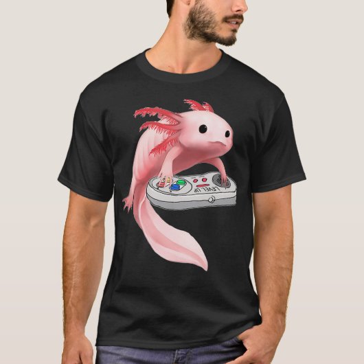 Axolotl Fish Playing Video Game WhiteAxolotl Lizar Tシャツ (正面)