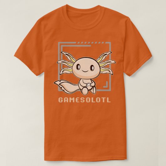 Axolotl Fish Playing Video Gaming Lizard Gamesolot Tシャツ (デザイン正面)